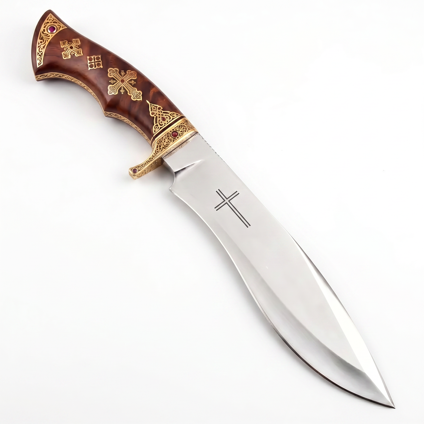 Ręcznie robiony stalowy nóż Bowie D2 (15 cali) ze skórzanym etui
