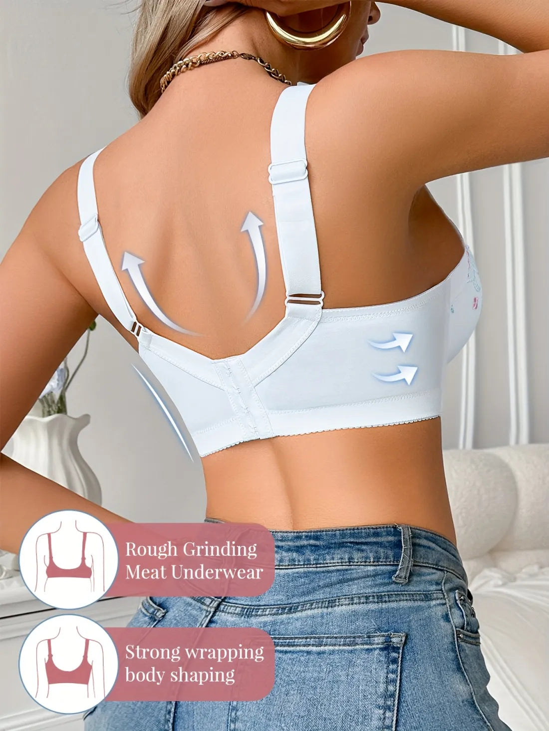 ®👑 Triumph 4-częściowy zestaw - 70% zniżki - nowy wygodny stanik haftowany w rozmiarach plus [65A-120H]