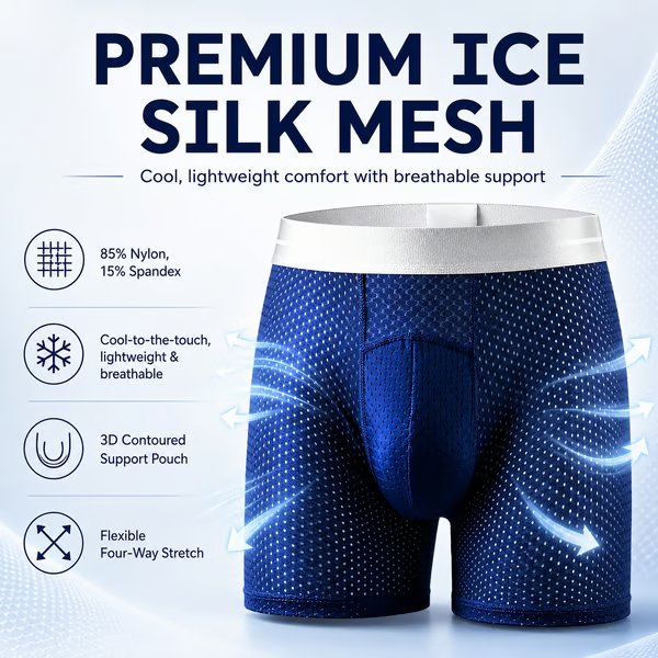 【6 szt】Ponad 45 000 sprzedanych produktów w 2026 roku – GORĄCA PROMOCJA AirSorbTM Premium męskie bokserki, wygodne, wykonane z siateczki IceSilk na cały dzień