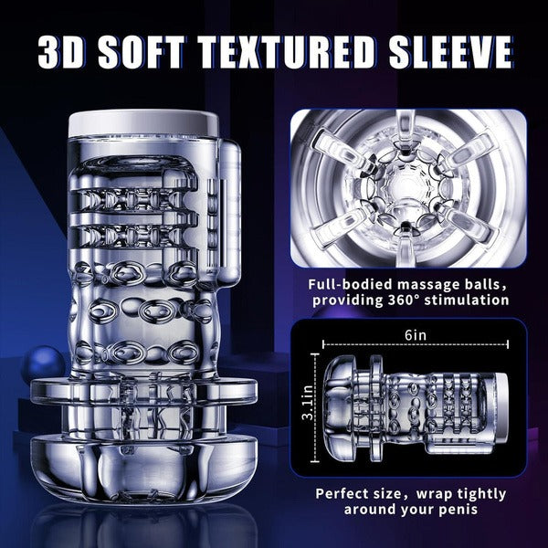 9 pchnięć, 9 wibracji, 5 trybów ssania i ogrzewania Męski masturbator