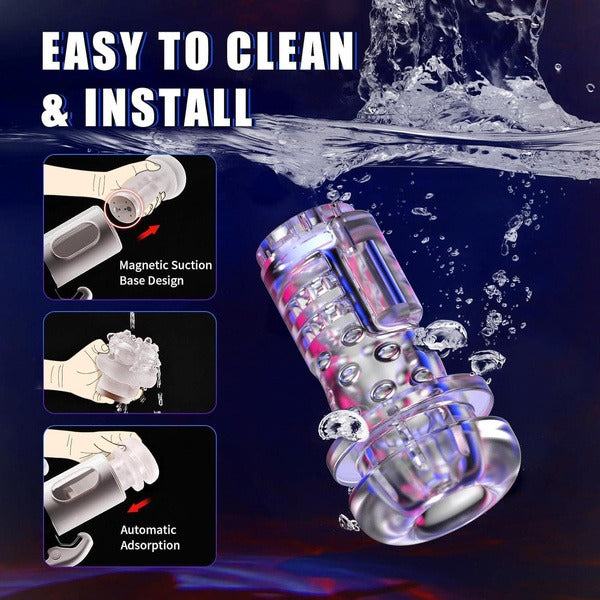 9 pchnięć, 9 wibracji, 5 trybów ssania i ogrzewania Męski masturbator