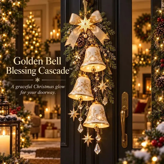 🔔 50% ZNIŻKI✨✨ Golden Bell Blessing CascadeTM – Podświetlana świąteczna dekoracja drzwi