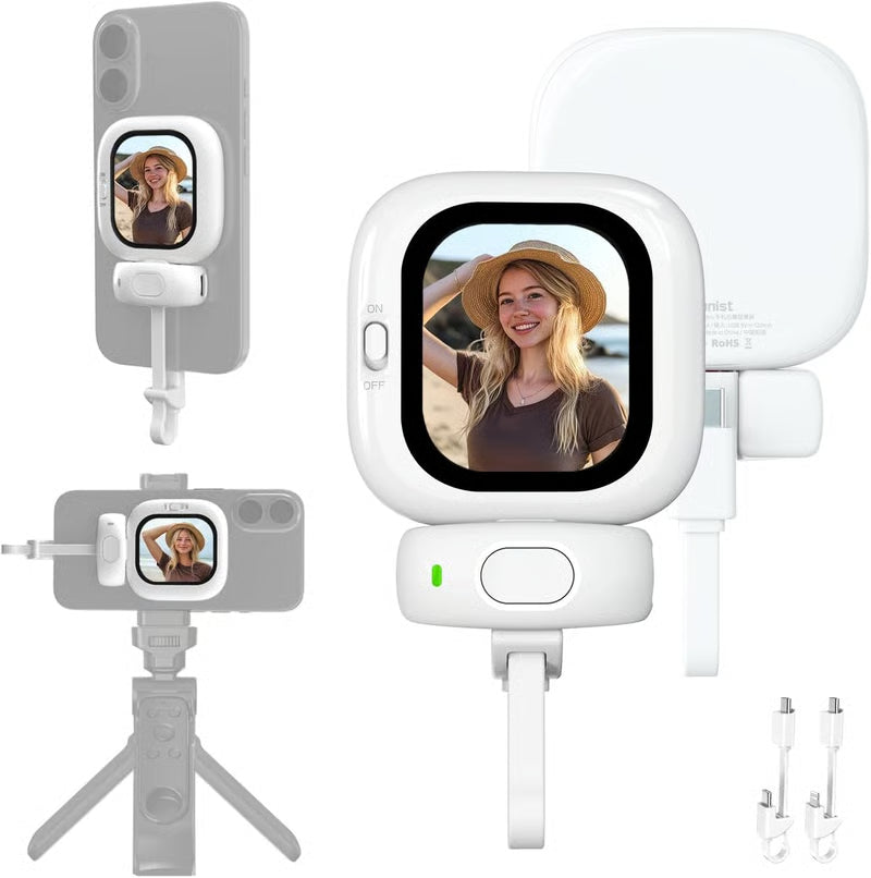 🔥Vlogmate Mini Vlog Selfie Monitor do iPhone'a, przewodowy monitor z tylną kamerą z pilotem Bluetooth