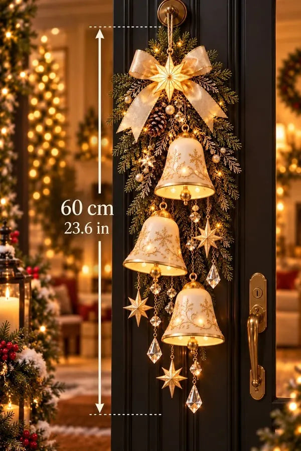 🔔 50% ZNIŻKI✨✨ Golden Bell Blessing CascadeTM – Podświetlana świąteczna dekoracja drzwi