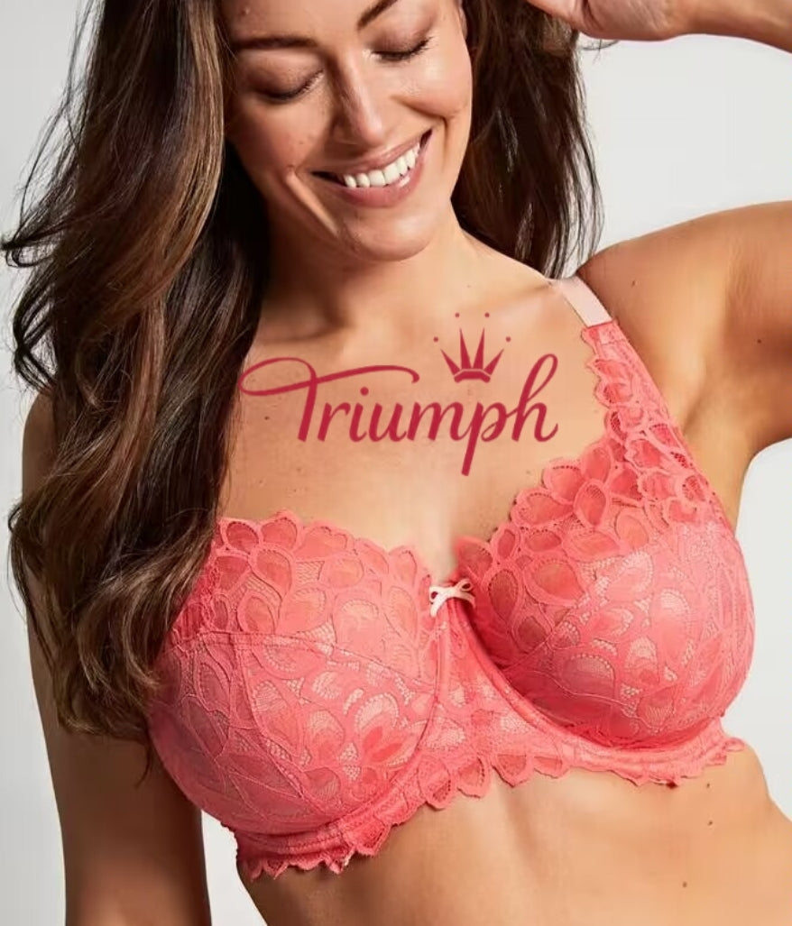 Triumph - (4 szt.) Biustonosz z haftowaną koronką i pełną miseczką