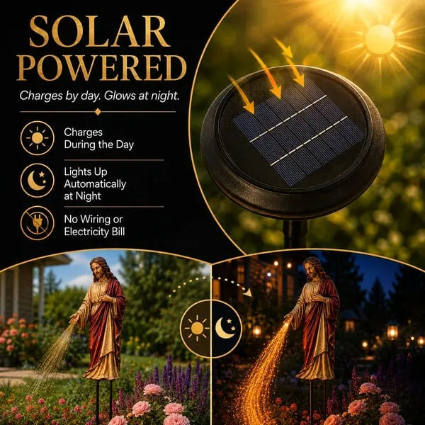 ✝️ Solar Jesus Światłowodowe Lampy ✨ Ogrodowe | Dekoracja zewnętrzna inspirowana hitem (🔥taka sama jak w filmie)