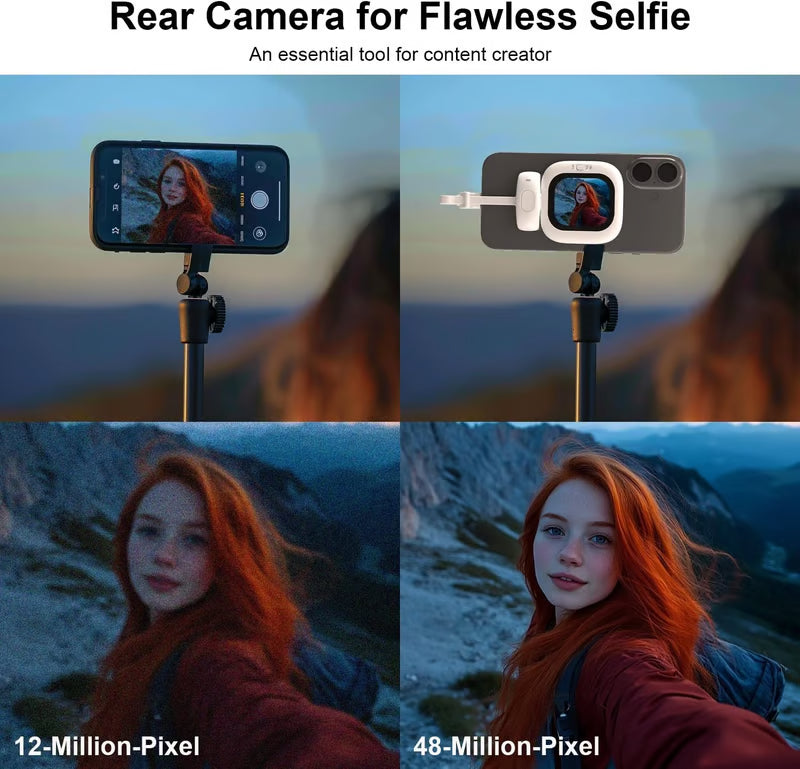 🔥Vlogmate Mini Vlog Selfie Monitor do iPhone'a, przewodowy monitor z tylną kamerą z pilotem Bluetooth