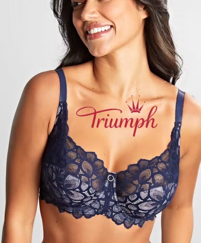 Triumph - (4 szt.) Biustonosz z haftowaną koronką i pełną miseczką